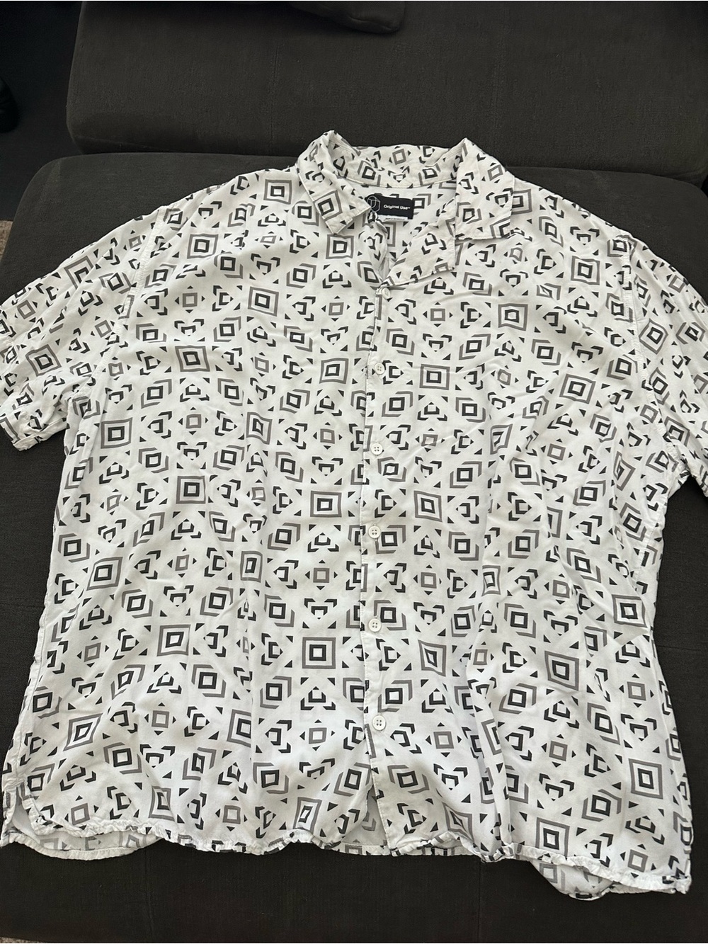 Original Use Short-Sleeve Geometric Print Shirt - White/Black